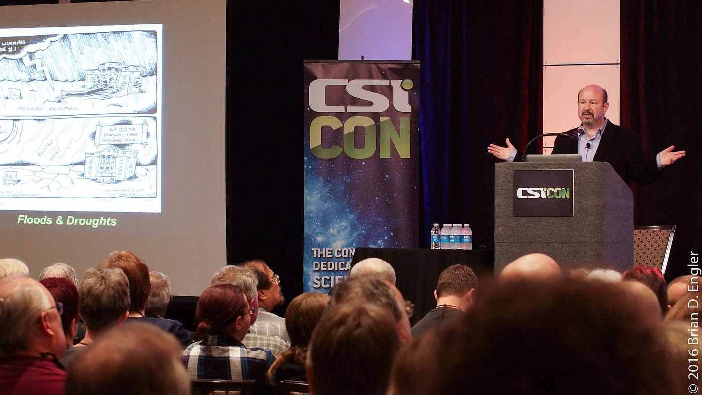 Michael Mann on stage at CSICon